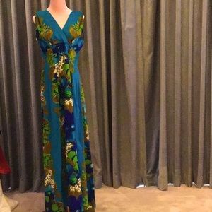 Vintage Hawaiian Dress with Watteau Train